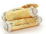 Vintage Diamond Fluted Baton Cufflinks in 14K Gold
