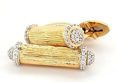 Vintage Diamond Fluted Baton Cufflinks in 18K Gold - Peters Vaults