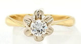 Exquisite Vintage Diamond Engagement Solitaire Ring in 18K Gold