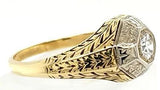 Hand Engraved Antique Victorian Engagement Ring in 18K Gold - Peters Vaults