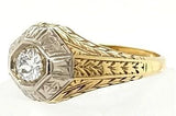 Hand Engraved Antique Victorian Engagement Ring in 18K Gold - Peters Vaults