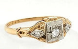 Affordable Vintage two-tone Diamond Engagement Ring in 10K Gold - Peters Vaults