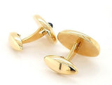 Elegant Black Mother of Pearl and Sapphire Cufflinks in 14K Gold - Peters Vaults