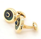 Elegant Black Mother of Pearl and Sapphire Cufflinks in 14K Gold - Peters Vaults