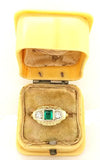 Antique Diamond and Emerald 3-Stone Engagement Ring in 14K Gold - Peters Vaults