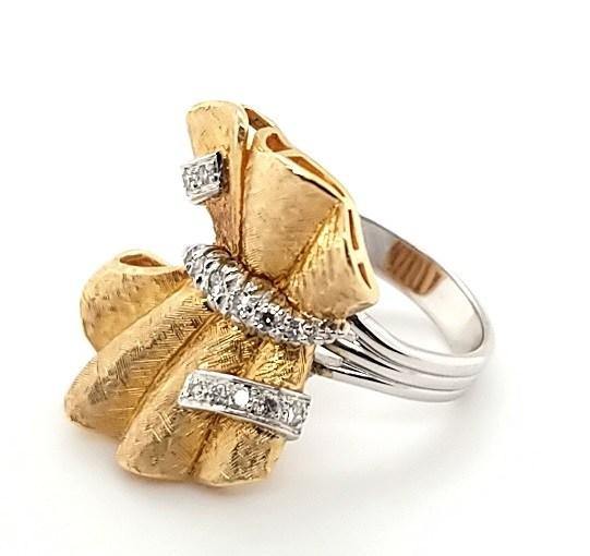 Handcrafted Vintage Diamond Bow Ring in 14K Gold - Peters Vaults