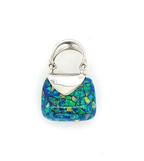 Shimmering Mosaic Opal Purse Pendant in Sterling Silver - Peter's Vaults
