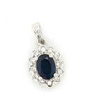 Princess Di Style Sapphire and Diamond Pendant in 14K Gold - Peters Vaults