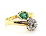 Vintage Emerald and Pave Diamond Ring with a Modern Design in 18K