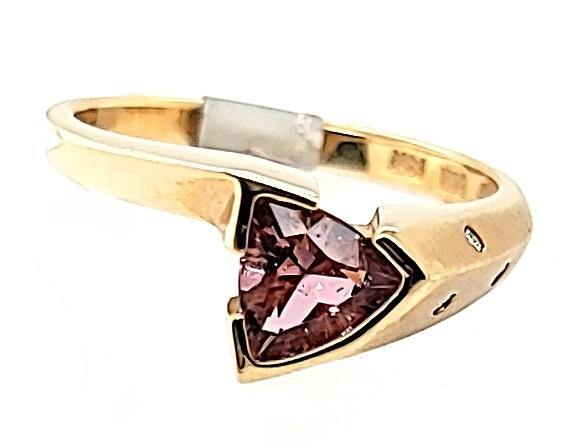 Modern Design Pink Tourmaline and Diamond Ring in 14K - Peters Vaults