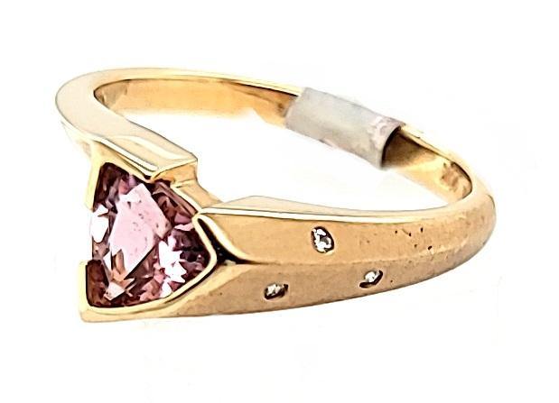 Modern Design Pink Tourmaline and Diamond Ring in 14K - Peters Vaults