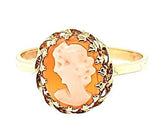 Vintage Italian Coral Cameo Ring in 14K - Peters Vaults