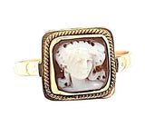 Antique Dark Coral Cameo Ring in 14K