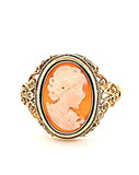 Classic Style Coral Cameo Ring in 14K