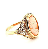 Classic Style Coral Cameo Ring in 14K - Peters Vaults