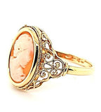 Classic Style Coral Cameo Ring in 14K - Peters Vaults