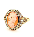 Classic Style Coral Cameo Ring in 14K - Peters Vaults