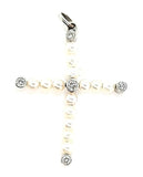 Exquisite Ultra Rare Vintage Tiny Pearl and Diamond Cross in Platinum