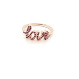 Custom Designed 14K Rose Gold and Ruby Love Ring