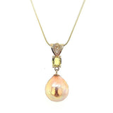 One of a Kind Custom Made Baroque Metallic Edison Pearl and Sapphire Necklace in 14KY Gold - Peter's Vaults