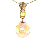 One of a Kind Custom Made Baroque Metallic Edison Pearl and Sapphire Necklace in 14KY Gold - Peter's Vaults