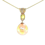 One of a Kind Custom Made Baroque Metallic Edison Pearl and Sapphire Necklace in 14KY Gold - Peter's Vaults