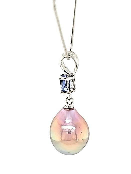Exquisite Metallic Edison Drop Pearl and Lavender Sapphire Necklace in 14KW  Gold - Peter's Vaults
