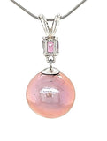 Round Metallic Edison Pearl and Pink Sapphire Necklace in 14KW  Gold - Peter's Vaults