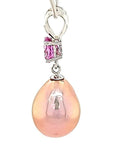 Metallic Edison Drop Pearl and Dark Pink Sapphire Necklace in 14KW  Gold - Peter's Vaults