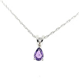 Super Rare Purple Sapphire Pear Shape Solitaire Necklace in 14K