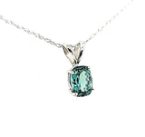 Extremely Rare Teal Colored Tourmaline Solitaire Necklace in 14K - Peters Vaults