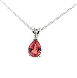 Extremely Rare Orange Sapphire Pear Shape Solitaire Necklace in 14K