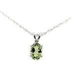 Extremely Rare Green Sapphire Oval Solitaire Necklace in 14K - Peter's Vaults