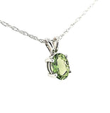 Extremely Rare Green Sapphire Oval Solitaire Necklace in 14K - Peter's Vaults