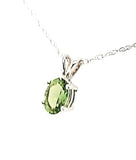Extremely Rare Green Sapphire Oval Solitaire Necklace in 14K - Peter's Vaults