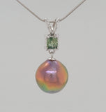Bold Metallic Gold Edison Pearl and Green Sapphire Necklace in 14KW  Gold - Peter's Vaults