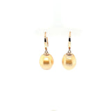 Golden South Sea Pearl Drop Earrings in 14K Gold
