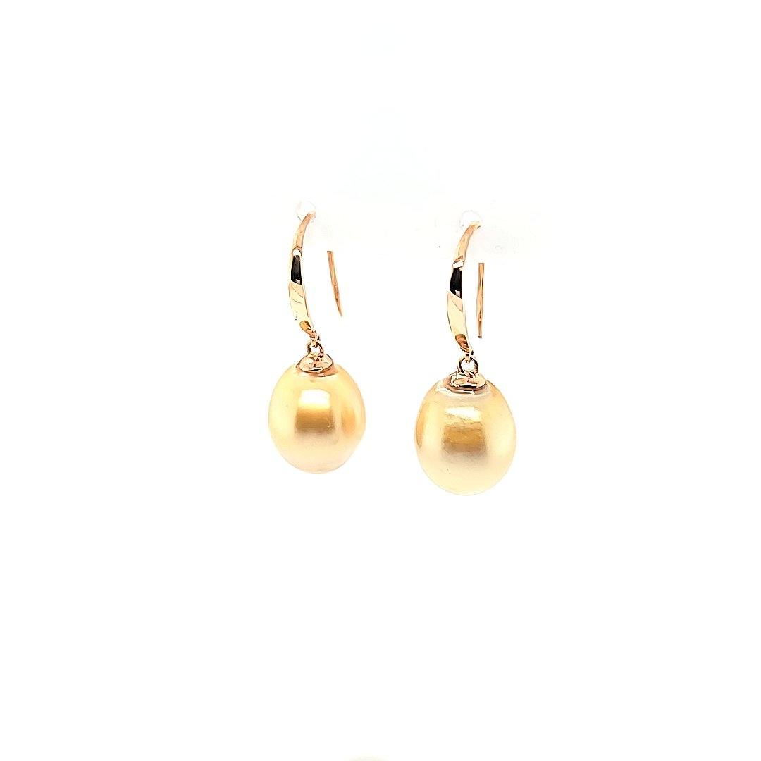 Golden South Sea Pearl Drop Earrings in 14K Gold - Peter's Vaults