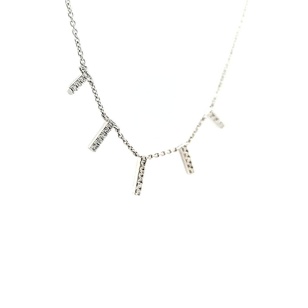 Fun Diamond Drop Bar Choker necklace in Sterling Silver - Peter's Vaults