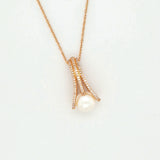 Whimsical Pearl and Diamond Necklace in 14K Rose Gold