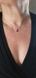 Extremely Rare Orange Sapphire Pear Shape Solitaire Necklace in 14K - Peter's Vaults