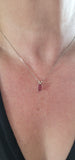 Beautiful Radiant Cut Pink Tourmaline Solitaire Necklace in 14K - Peter's Vaults