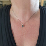 Extremely Rare Teal Colored Tourmaline Solitaire Necklace in 14K - Peter's Vaults