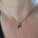 Extremely Rare Teal Colored Tourmaline Solitaire Necklace in 14K - Peter's Vaults