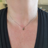 Extremely Rare Green Sapphire Oval Solitaire Necklace in 14K - Peter's Vaults