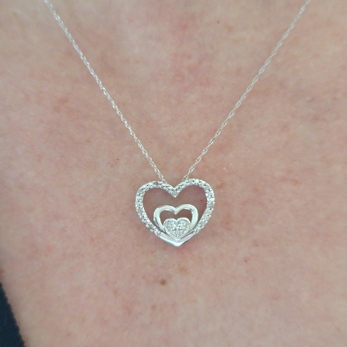Fun Inexpensive Heart Diamond Necklace in Sterling Silver