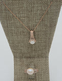 Whimsical Pearl and Diamond Ring and Necklace in 10K and 14K Rose Gold