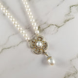 Classically Feminine Pearl and Diamond Necklace Fit for a Queen in 14K - Peters Vaults