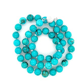 Brand New Turquoise Necklace Strand with Sterling Clasp - 8mm