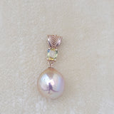 Baroque Metallic Edison Pearl and Yellow Sapphire Necklace in 14K